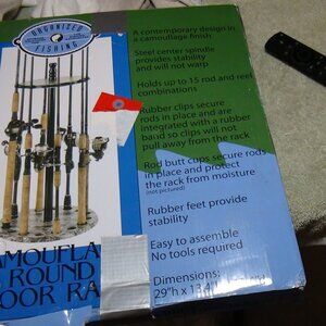 30"H Camo Round Floor Fishing Pole Rack for 15 Fishing Rods Easy Screw on Parts